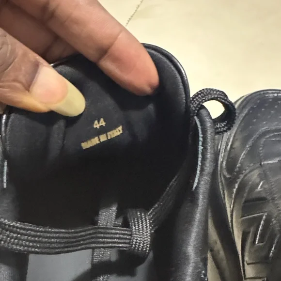 Versace Black Leather Men's Sneakers - Picture 8 of 9